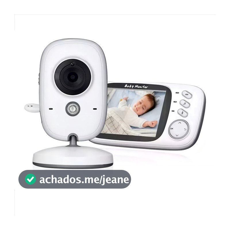Babá Eletrônica 2.4GHz com Câmera e Monitor LCD 3.2 Pol Canções de Ninar VOX e Longo Alcance