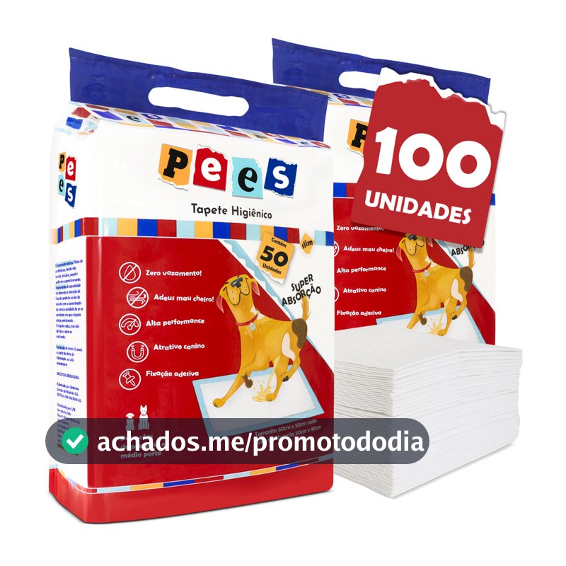 Tapete Higiênico Slim Pees Para Cães  100 Unidades  50x60cm