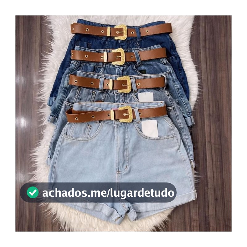 Short Jeans Feminino Cintura Alta Marmorizado Mom Sem Lycra