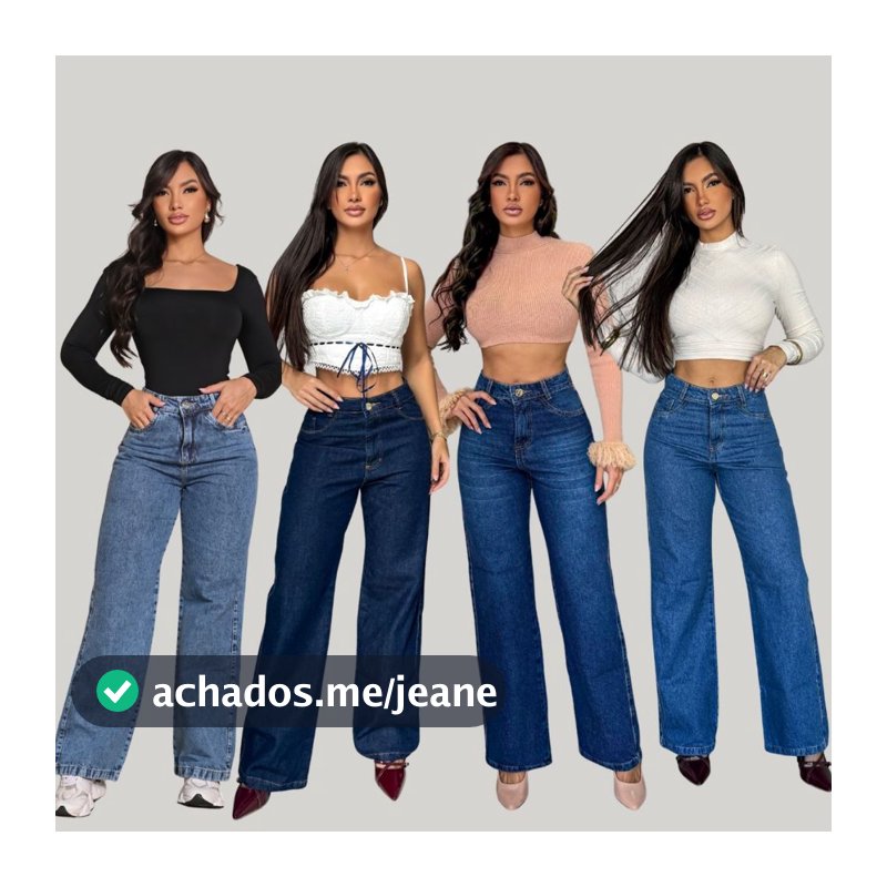 KIT Calça Jeans Feminina Wide Leg Marmorizada Cintura Alta Tecido Grosso Pantalona Premium 100% Algodão Levanta Bumbum
