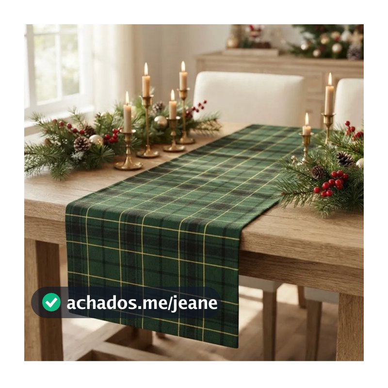 Caminho de Mesa Natal Verde com Dourado