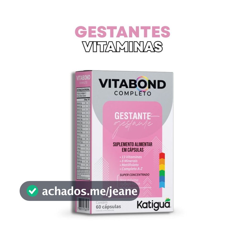 Vitabond Completo Gestante 60Cápsulas 600mg Metilfolato Vitaminas de A-Z Dose Máxima de Ácido Fólico