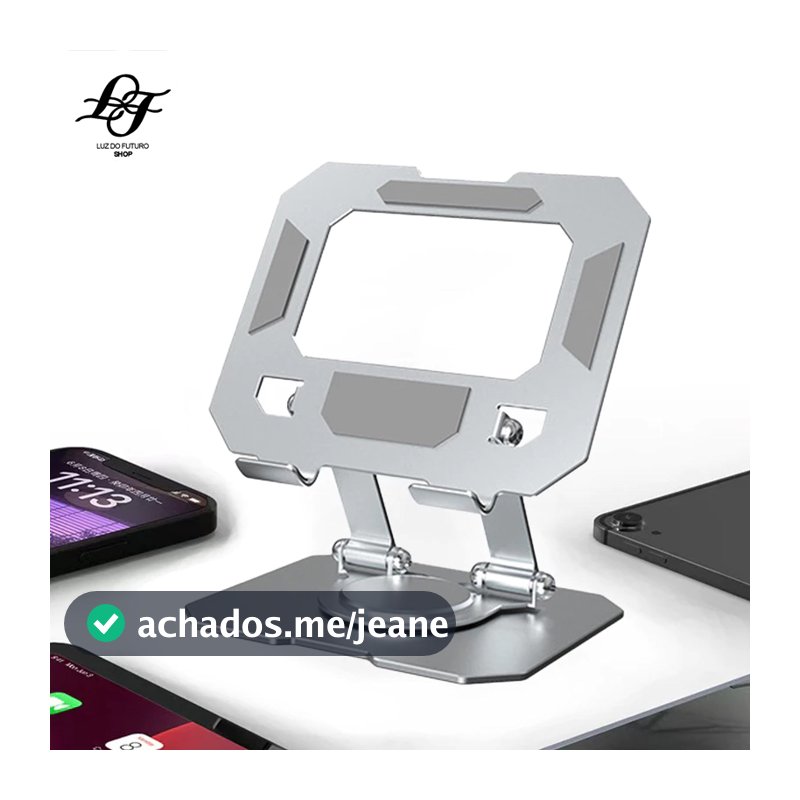 Suporte Tablet e Celular Metálico Rotativo de Liga de Alumínio Resistente Elegante e Totalmente Ajustável