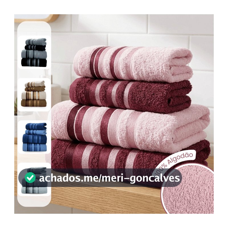 Jogo Toalhas de Banho e Rosto 4 Pçs 100% Algodão Grossa Super Excelente Absorção Premier Habitat