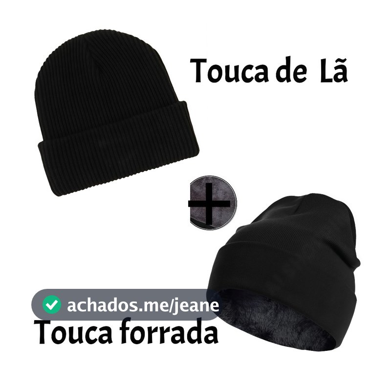kit 2 Touca Gorro Inverno Feminina Masculina Preto Com ou sem Pelinhos