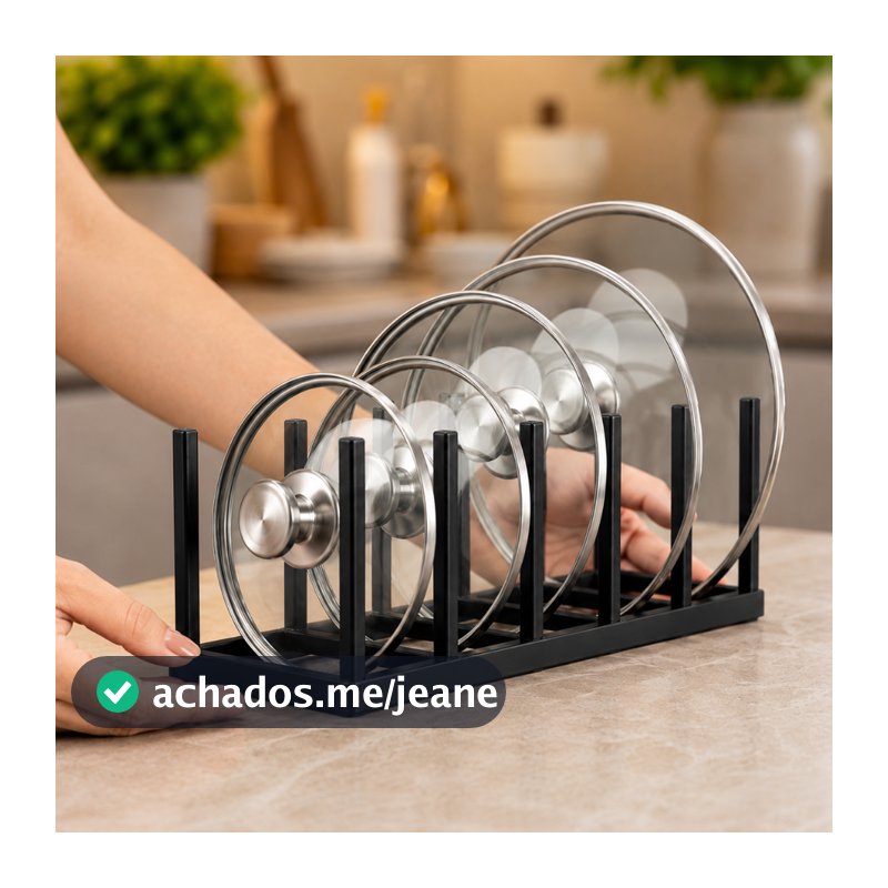 Suporte Organizador para Tampas de Panelas e Caçarolas Porta Tampas para Armário e Bancada de Cozinha