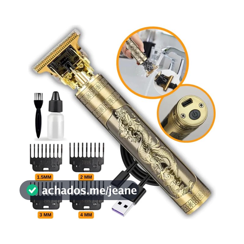 Máquina de Cortar Cabelo e Barba Profissional Sem Fio USB Aparador Masculino
