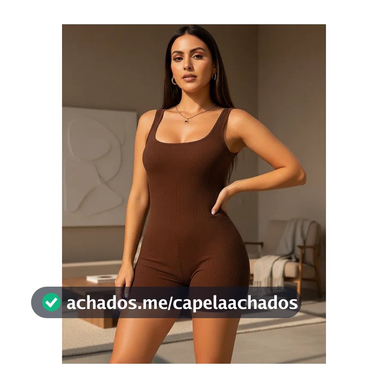 Macaquinho Feminino Ribana  Casual Confortável Curto Ajustado