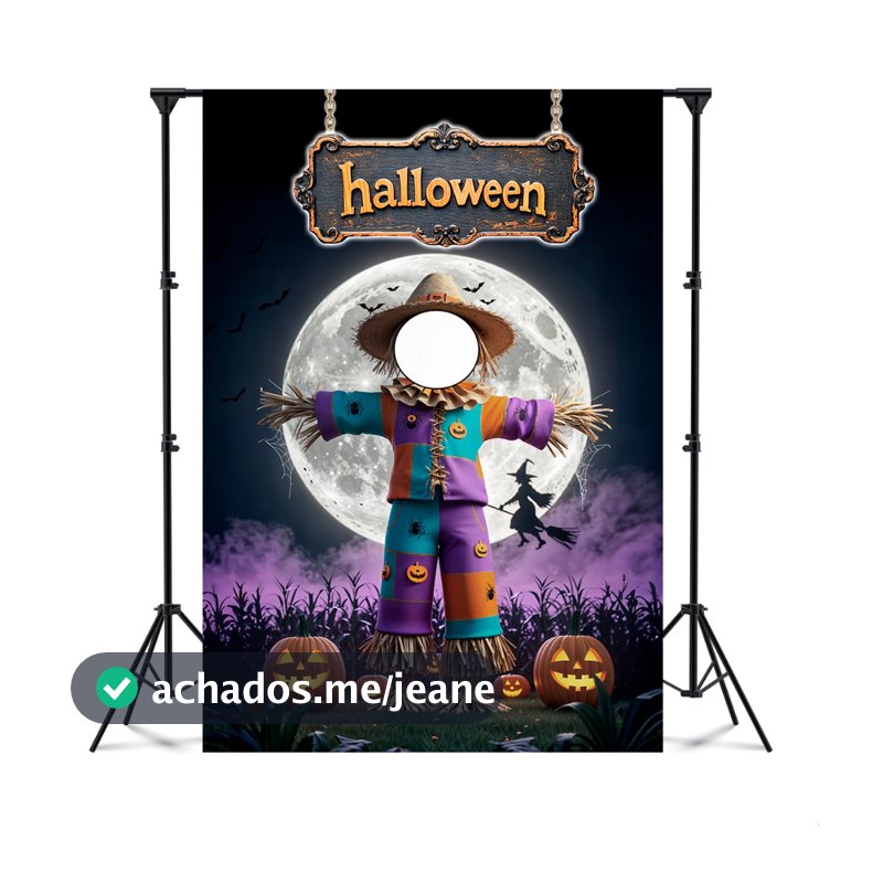 Kit Painel Festivo Sublimado com Tema Hallowen Capa Cilindro Capa Porta Interativo