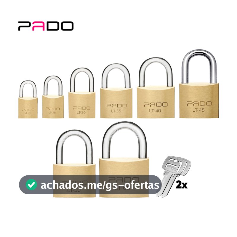 Cadeado Pado em Latão C/2 Chaves Segredos Diferentes 20mm 25mm 30mm 35mm 40mm 45mm 50 mm