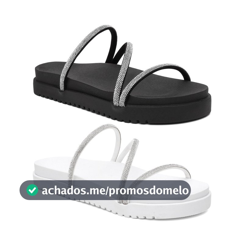 Kit 2 Sandália Papete Feminina Birken Tiras Em Glitter Blogueira Calce Fácil Leve e Confortável