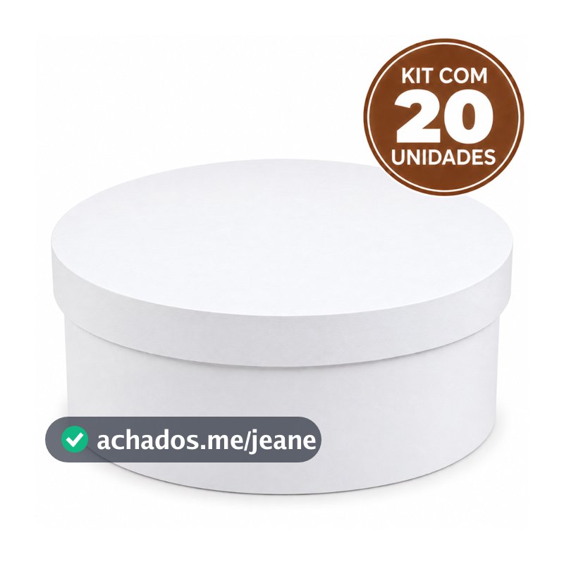 Kit com 20 Caixas Redondas Pintadas Brancas em MDF Decorativas 20x7 Convite Casamento Madrinha Padrinho