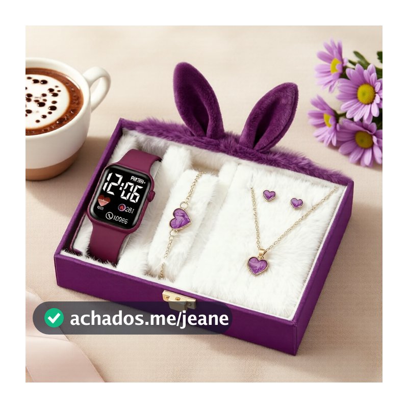 Conjunto de Relógio de Pulso Digital Sweet Heart para Meninas - Presente de Aniversário & Volta às Aulas Perfeito,
