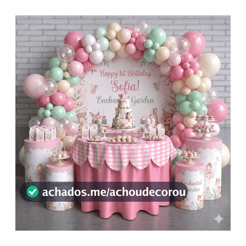 Toalha de Mesa Com Babado Redondo Decorativa Festas Variedades Bibi Paineis Sublimada Oferta