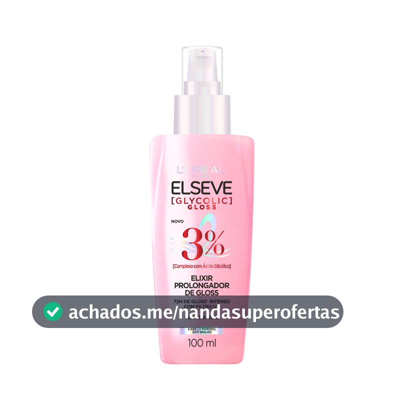 Sérum Elixir Antiporosidade, Protetor Térmico e Brilho, L'Oréal Paris Elseve Glycolic Gloss, 100ml
