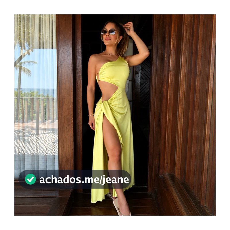 Vestido Feminino Saída de Praia Longa Um Ombro com Argola e Fenda no