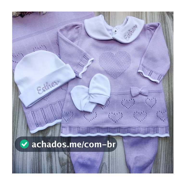 Kit  3 peças  Body + touca Personalizada e 1 par de luvas bebê kit para compor saída maternidade menina