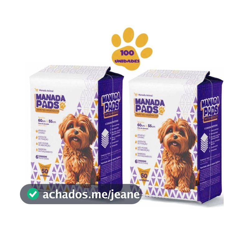 KIT Tapete Higiênico Para Cães Manada Pads 55X60 100 Unidades Envio Imediato Manada Animal