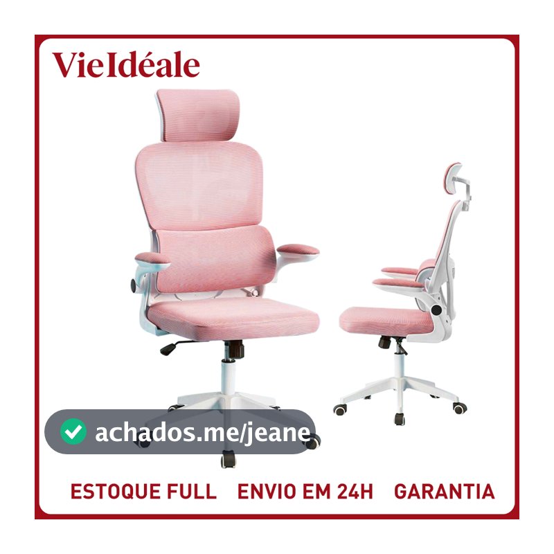 Cadeira de escritório, design ergonômico com suporte lombar independente, malha respirável e encosto de cabeça ajustável