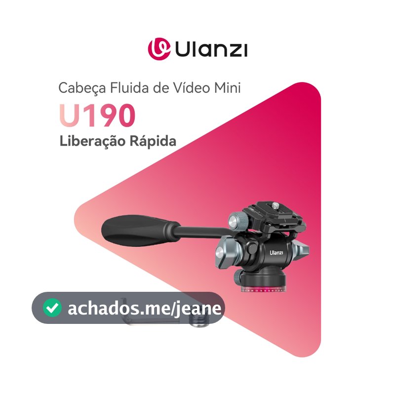 ULANZI U190 Cabeça Fluida de Vídeo Mini para Tripé com Liberação Rápida Arca-Swiss, Leve e Estável