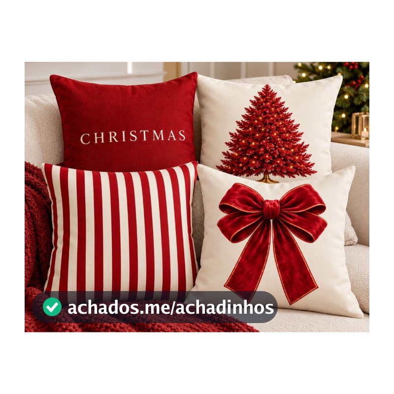 Kit 04 Capa De Almofada 45cm x 45cm Decorativa Natal Areia