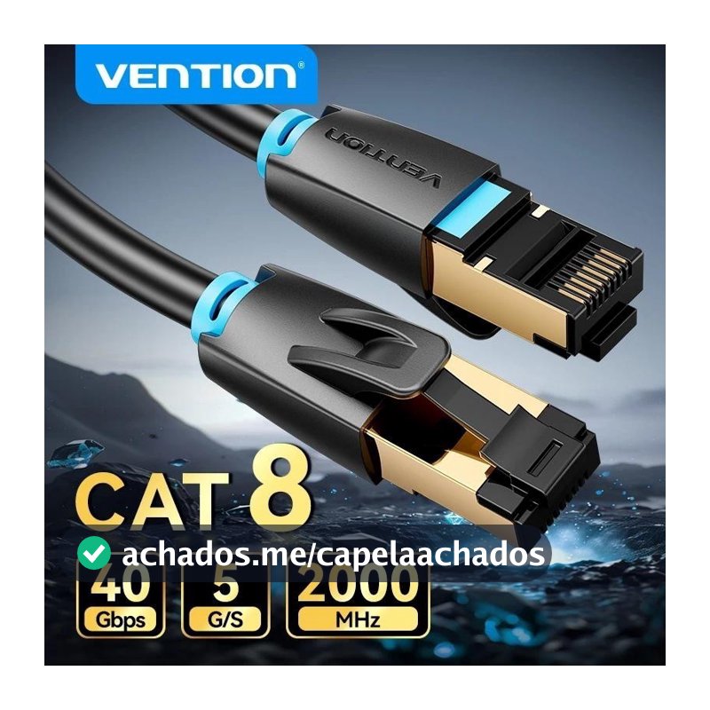 Cabo Ethernet Vention Cat8 STTP 40 Gbps 2000 MHz Cat 8 RJ45 Cabo De Conexão De Rede LAN Para Computador