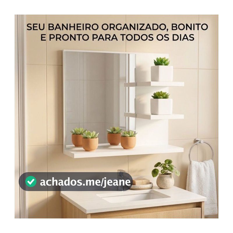Armário para Banheiro com Espelho Nice Branco 40cm