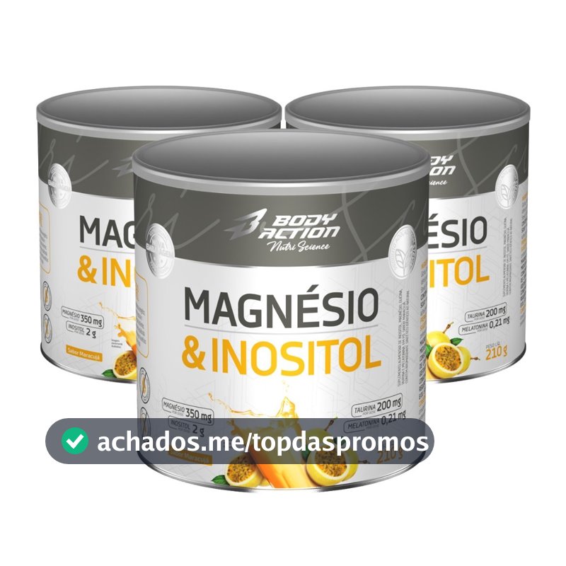 Kit 3x Magnésio e Inositol Taurina Melatonina 210g Bodyaction