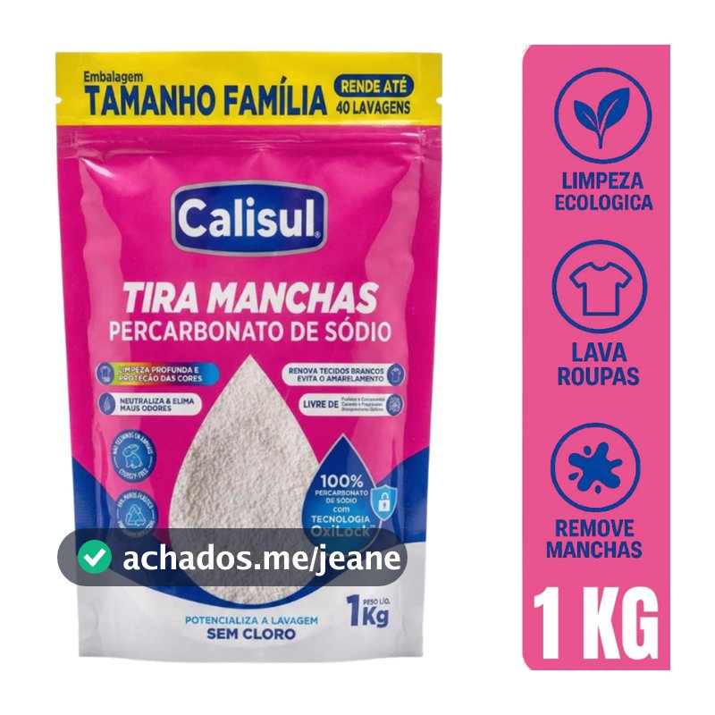 Percarbonato 100% Puro Original Tira Manchas Roupas Brancas e Coloridas Calisul