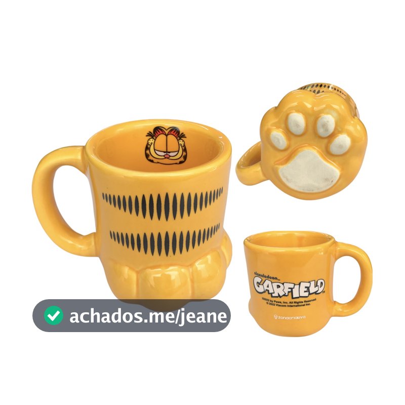 Caneca Pata Garfield 3D 350 Ml Patinha Gatinho Personalizada Desenho Produto Oficial Nickelodeon