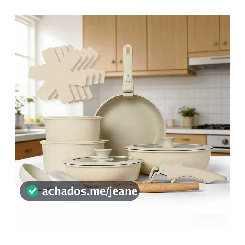 Jogo de Panelas 17 Peças Conjunto de panelas cozinha indução antiaderente com alça removível