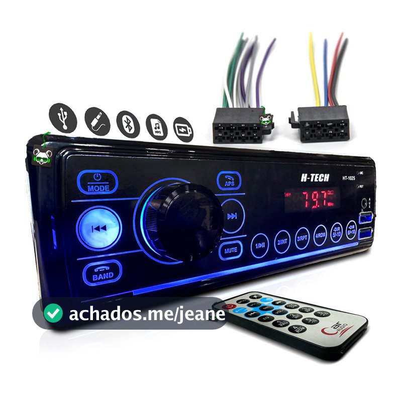 Rádio Som Automotivo Mp3 Player 1 Din Bluetooth 2 USB Aux Pen Drive Cartão SD FM Rádio Som Universal