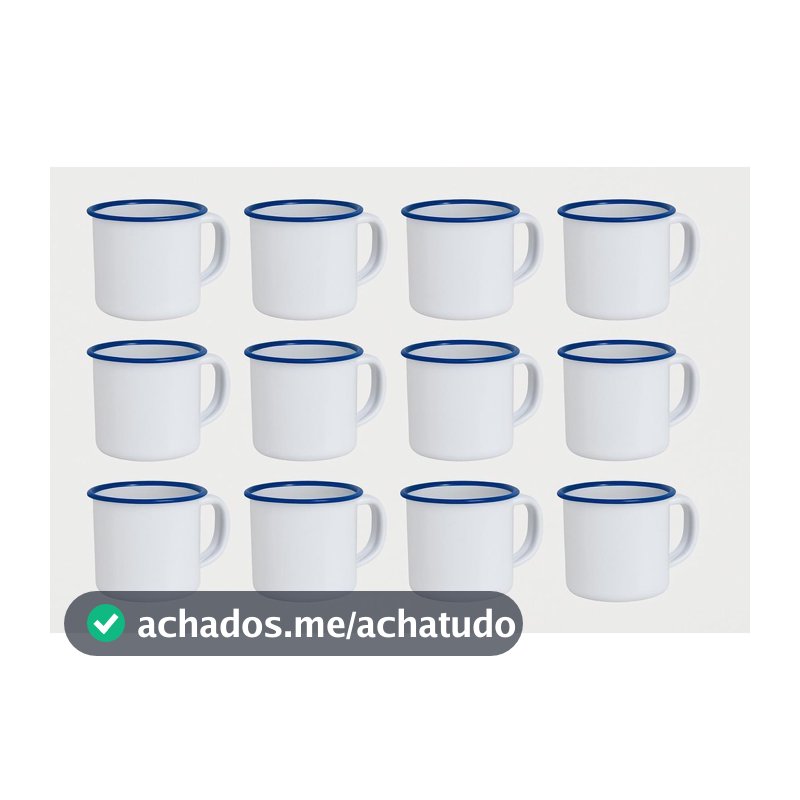 Kit 12 Canecas 150ml BRANCA Esmaltadas De Café Retro Xicaras De Chá Retro