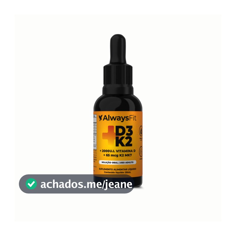 Vitamina D3+K2 (MK-7) em Gotas - 2000 UI D3 e 30 mcg K2 por Dose - 20ml - 1 Unidade