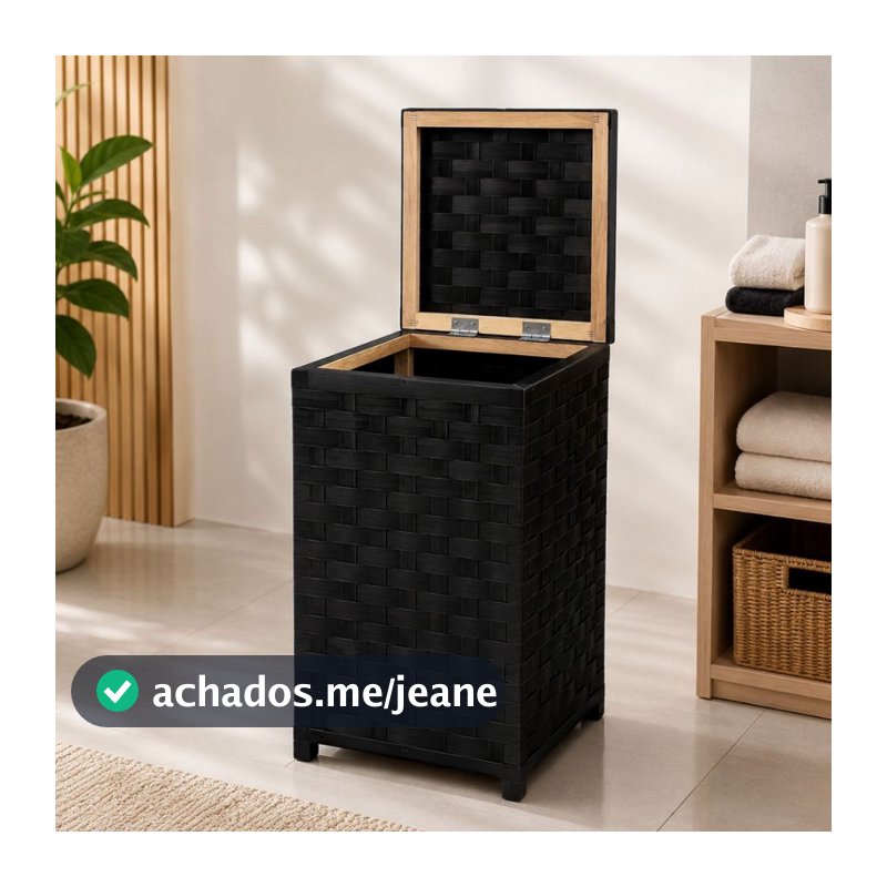Cesto De Roupa Suja 54 Litros Resistente Lavanderia Com Tampa Organizador Roupas Lavanderia Banheiro