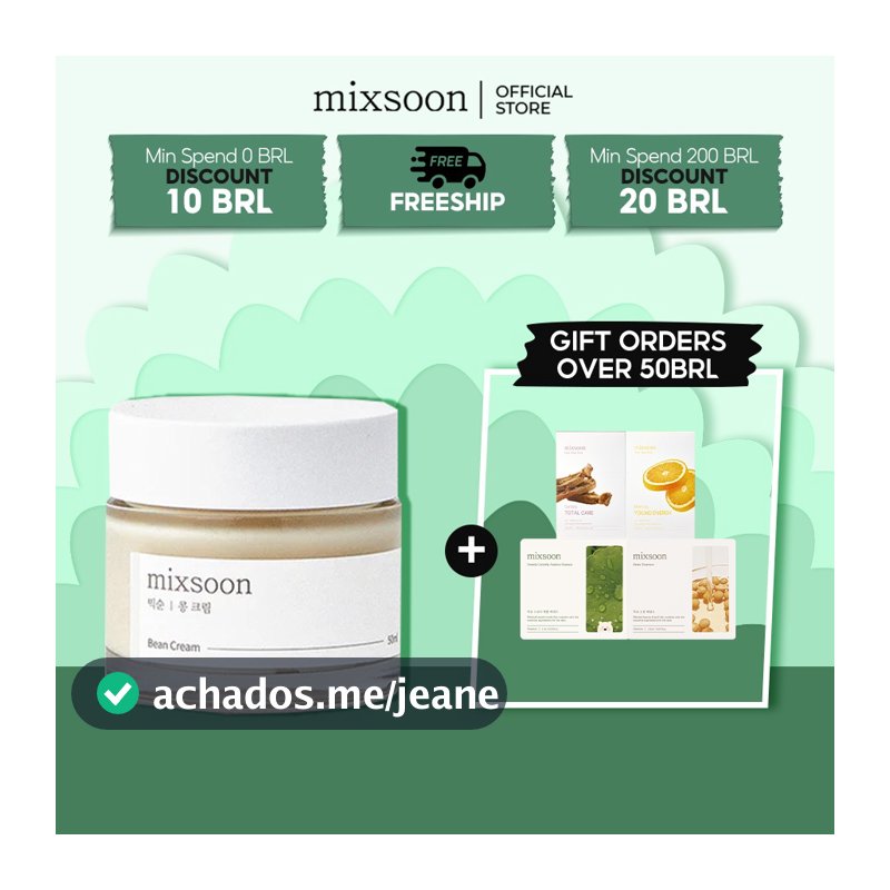 mixsoon Bean Cream-Ótimo Hidratante , Textura Lisa E Espessa Cheia De Nutrientes , Proporcionando Vitalidade Para Pele Opaca 15ml/50ml