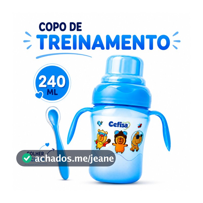 Copo Treinamento 240ml Antivazamento + Colher Silicone