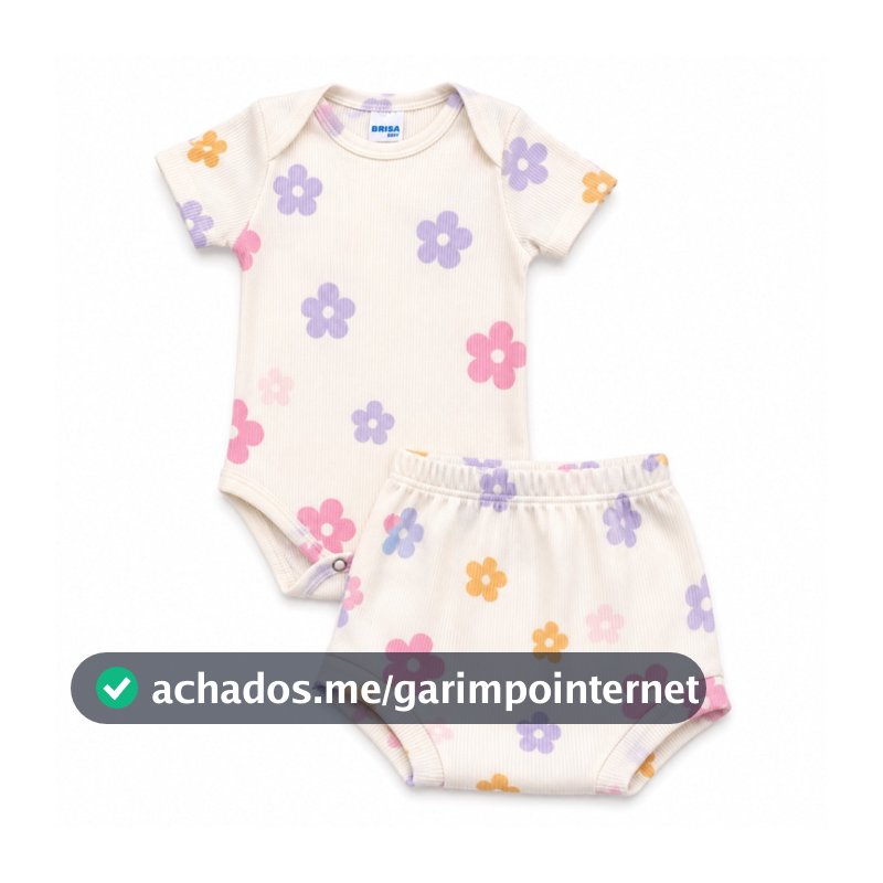 Kit 2 Conjuntos Bebê Menina Body + Short em Malha Canelada | Conjunto Infantil Bebê Verão Calor Tapa Fralda Confortável