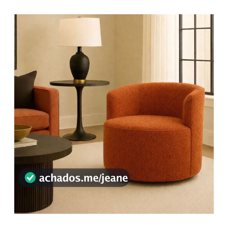 Poltrona Orgânica Curva Luxory Design Moderno Confortável para Sala e Escritório Boucle Terracota