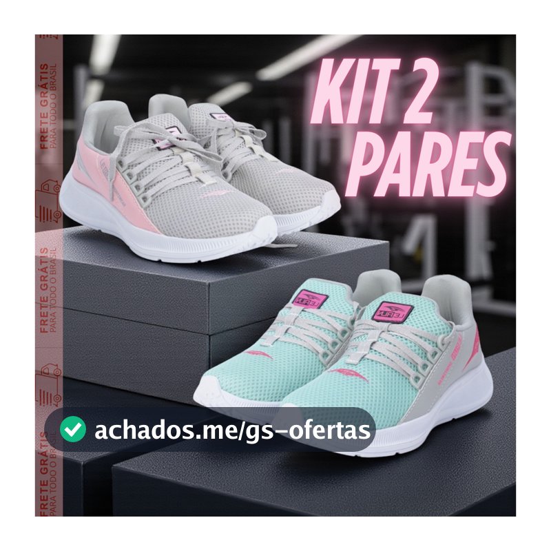 Kit 2 Pares Tênis Feminino Academia Corrida Leve Confortável Esportivo Ideal Para Treinos 38-43