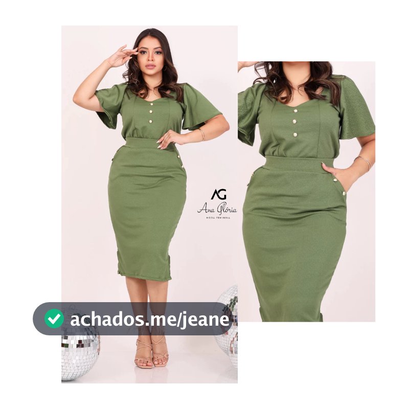 Conjunto Saia Mídi E Blusa Botão Manga Malha Crepe Moda Feminina Evangélica Festa Congresso PlusSize