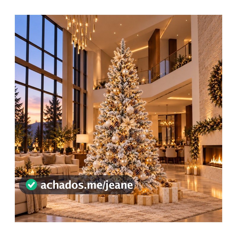Árvore de Natal Nevada Luxuosa Super Cheia com Base de Ferro 1,50m 1,80m 2,10m Até 800 Galhos Grande