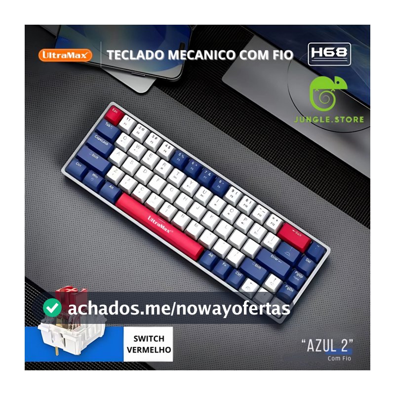 Teclado Gamer/ Escritório Com Fio RGB LED Iluminado  Com 68 Teclados Mecânicos