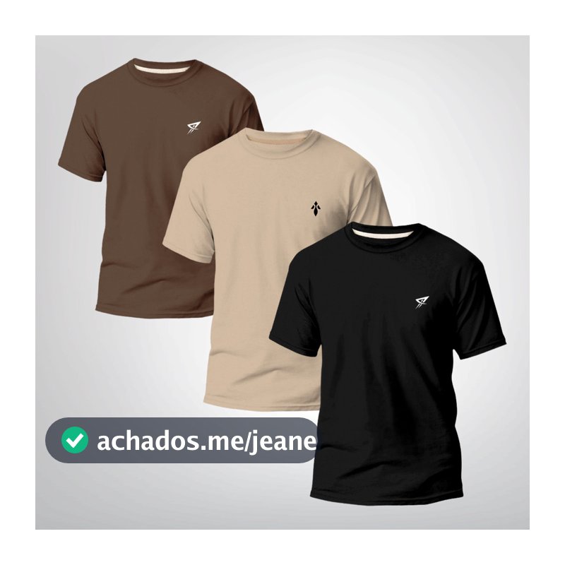 Kit 3 Camisetas Básicas Masculina Slim Algodão