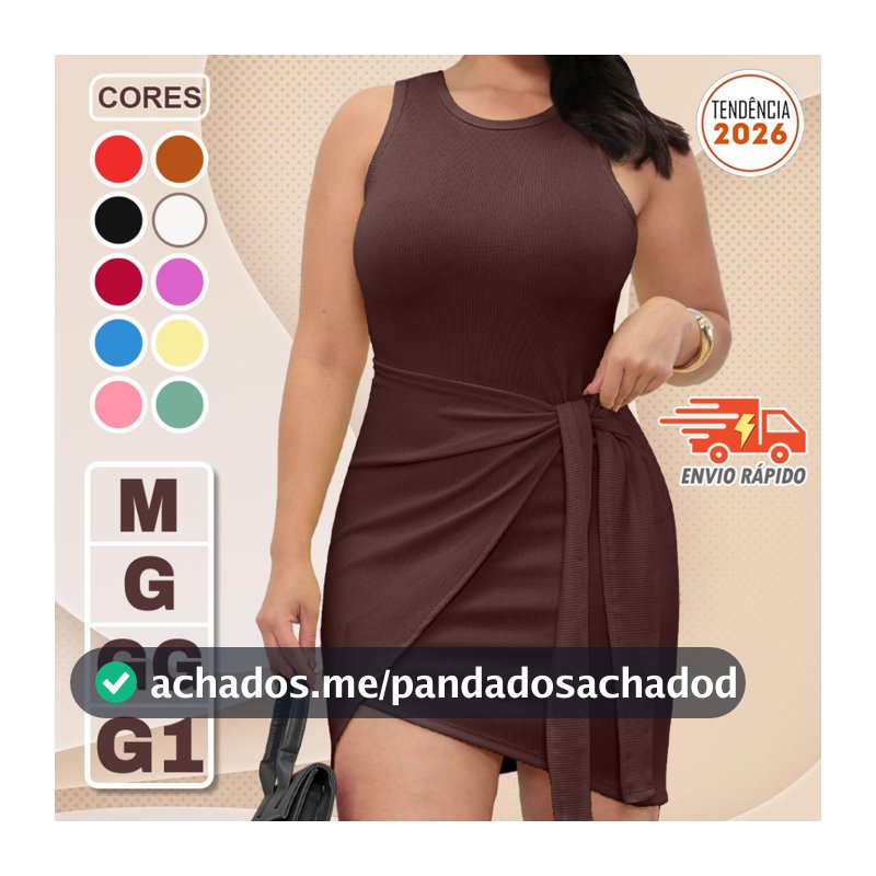 Vestido Feminino Envelope, Transpassado, Com Amarração Lateral
