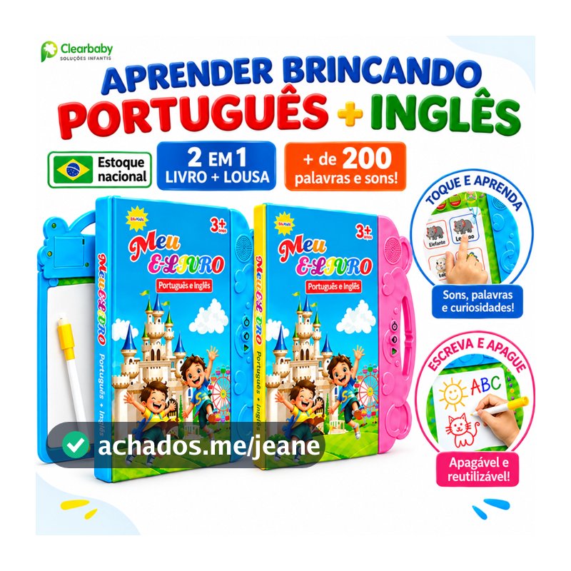 Livro Sonoro Interativo para Crianças Português e Inglês Livro Ilustrado Bilíngue  Brinquedo Educativo Sensível ao Toque