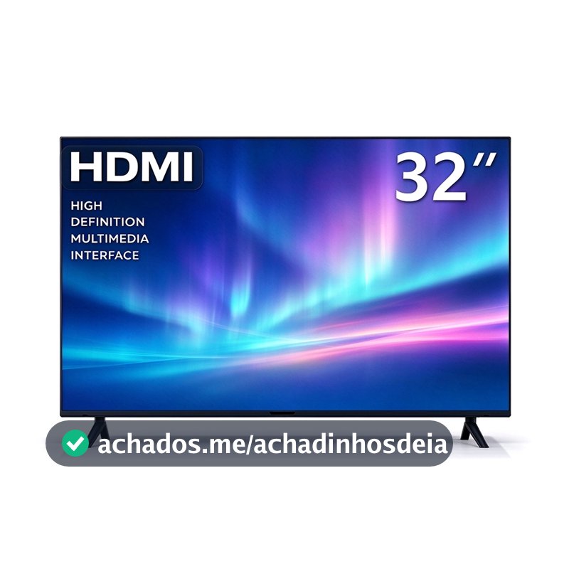 Televisor 32 Polegadas Digital HD LED 2 HDMI 2 USB VGA Conversor Integrado Imagem Nítida para Sala Quarto Escritório TV