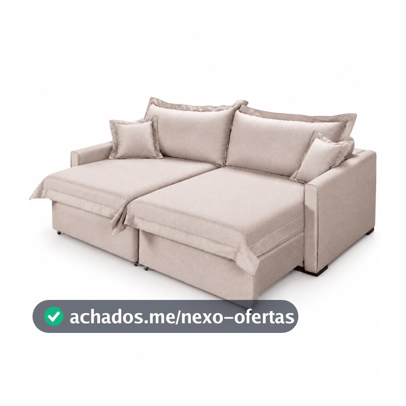 Sofá Retrátil Living Bali 1,80m Linho Almofadas Soltas Espuma D28 Molas Bonnel Estrutura Eucalipto Zargo