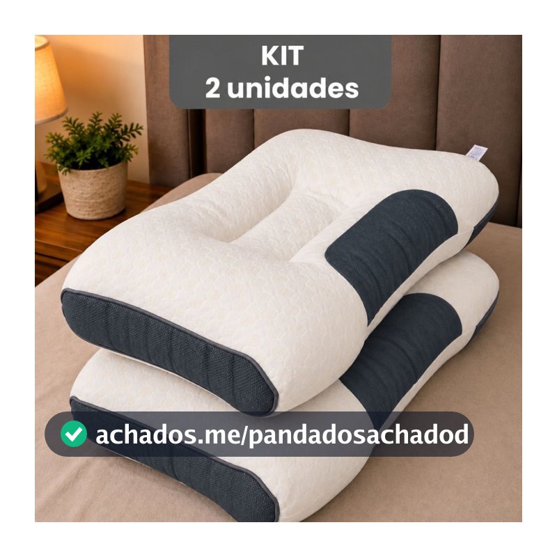 Kit 2 Travesseiro Cervical Ortopédico Ergonômico Confortavel Alivia Dores Coluna Melhora Postura