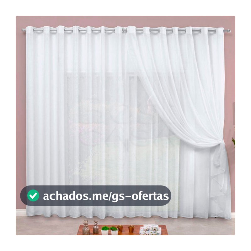Cortina Microfibra Com Voil 4,00x2,70 Semi Blackout Janela Quarta e Sala Branco apartamento branca 2,80m 5m 6m 7m 8m